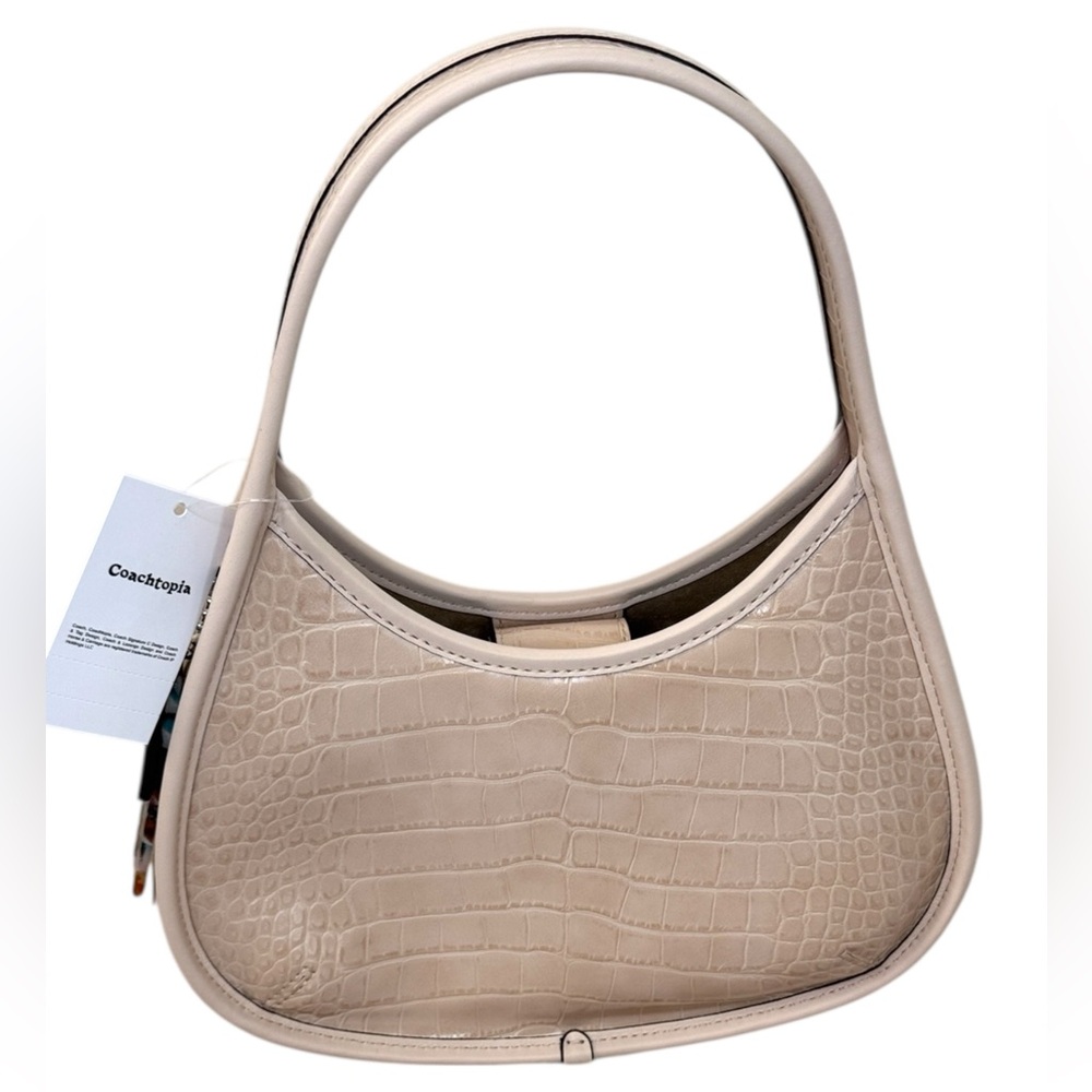 Coach Beige Croc-Embossed Shoulder Bag
